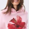 Pink Hibisus Extra Oversized Hoodie
