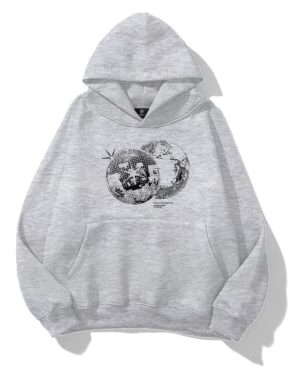 Gray Disco Ball Extra Oversized Hoodie