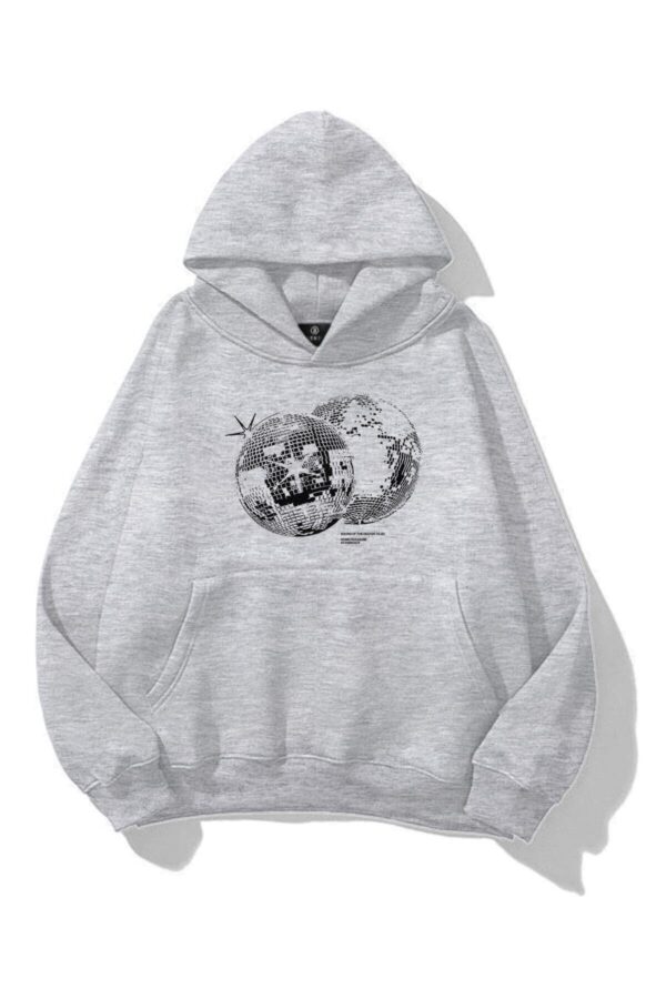 Gray Disco Ball Extra Oversized Hoodie