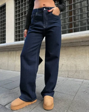 Dark Blue Wide Leg Jeans