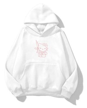 White Hello Kitty Hug Me Extra Oversized Hoodie