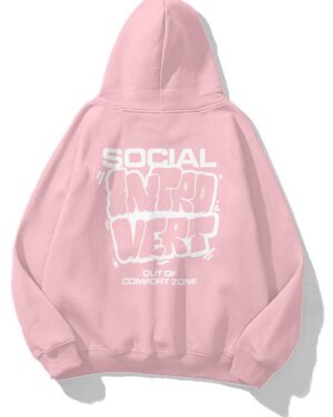 Pink Social Introvert Extra Oversized Hoodie
