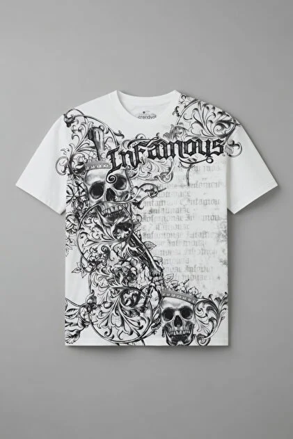 Infamous Skull Print Gothic Streetwear