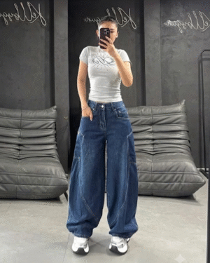 Navy Blue Loose Baggy with Kangaroo Pockets