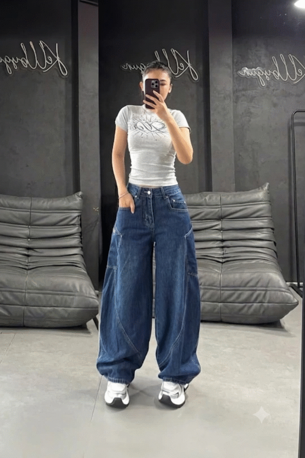 Navy Blue Loose Baggy with Kangaroo Pockets