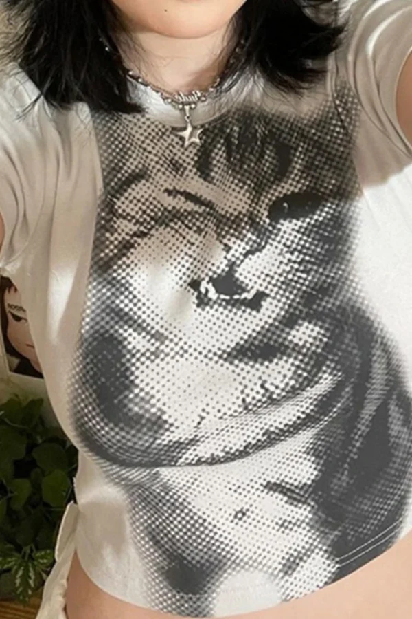 beyaz-baby-cat-kisa-kollu-cropbeyaz-ba-7d10b4 White Faded Cat Short Sleeve Crop