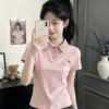 img_0469 Pink Checkered Collar Hello Kitty Top