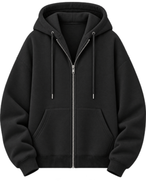 Black Oversized Zip Up Hoodie