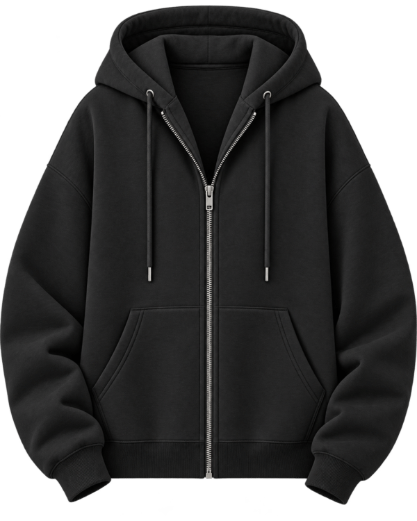 Black Oversized Zip Up Hoodie