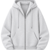 Gray Oversized Zip Up Hoodie