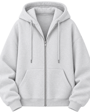 Gray Oversized Zip Up Hoodie