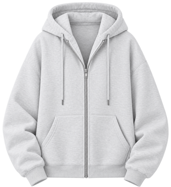 Gray Oversized Zip Up Hoodie