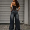 Embroidery Sakura Unisex Baggy Jeans