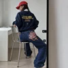 MSH5_37c7ba9a90bf829d517f382bb6783a2d Pocket Embroidery Sakura Unisex Baggy Jeans