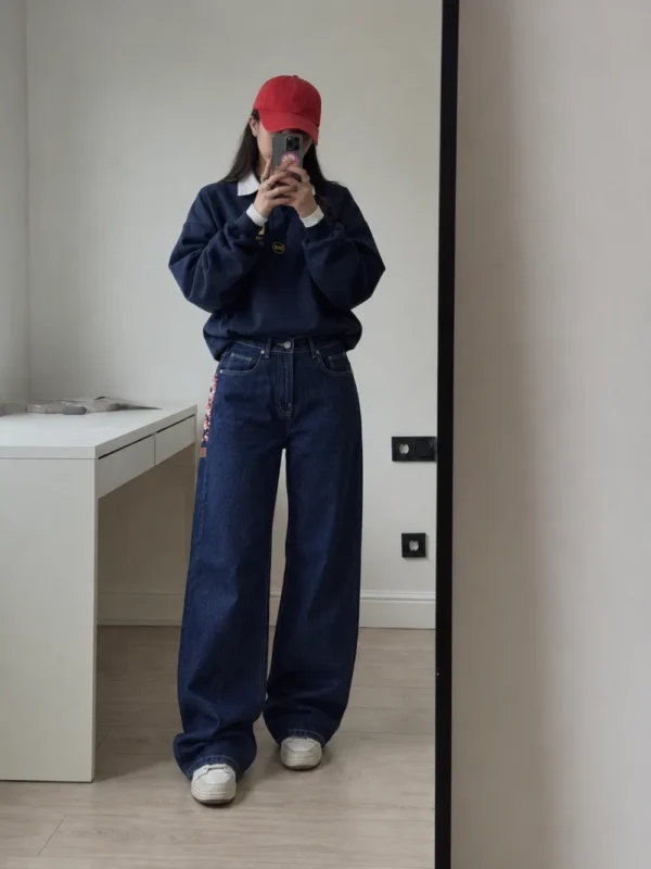 MSH5_6c762185231c2c50ebfd6772878ea712 Pocket Embroidery Sakura Unisex Baggy Jeans