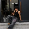Embroidery Sakura Unisex Baggy Jeans
