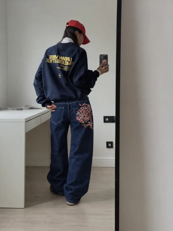 MSH5_bce520668e883605209cba046f839724 Pocket Embroidery Sakura Unisex Baggy Jeans