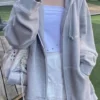 Gray Oversized Zip Up Hoodie
