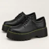 Black Matte Quad Low Platform Doc Martens Shoes