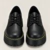 Black Matte Quad Low Platform Doc Martens Shoes