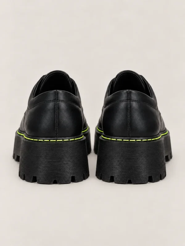 Black Matte Quad Low Platform Doc Martens Shoes